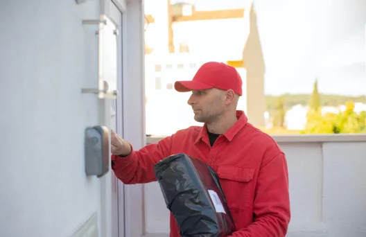 Mensajero entregando un paquete